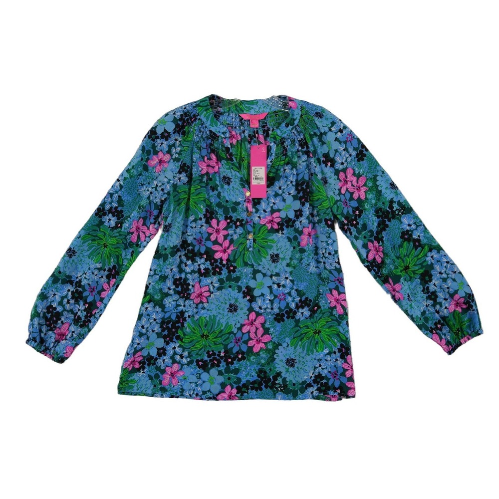 NEW Lilly Pulitzer 100% Silk Elba Top Blouse Women's Size Small Soiree All Day